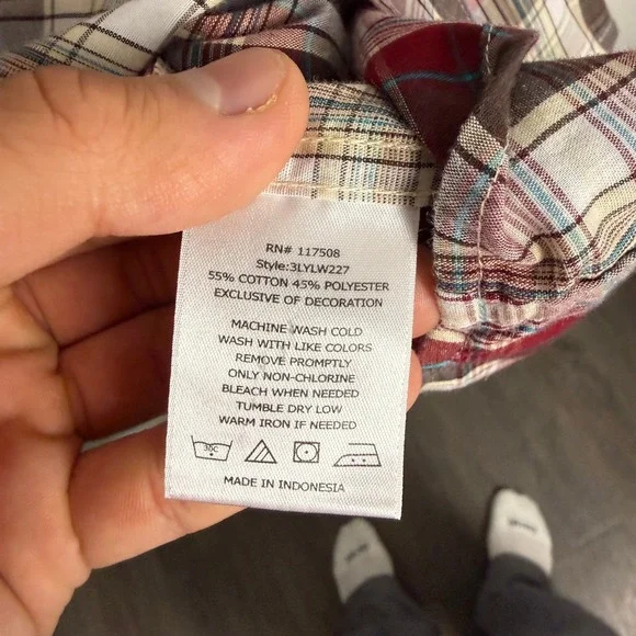 Levis Mens XL Modern Fit Plaid Western Pearl Snap Long Sleeve Shirt - Picture 9 of 9